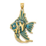 14K Blue Enameled Large Angelfish Charm