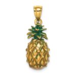 14K Green Enameled Polished 3-D Pineapple Charm