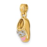 14K and White Rhodium 3-D Pink Enamel Baby Shoe Charm - Image 5
