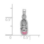 14K White Gold 3-D Pink Enamel Baby Shoe Charm - Image 3
