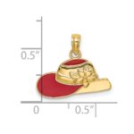 14K Polished 2-D Red Enamel Hat Charm - Image 3