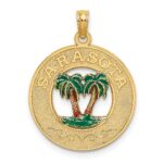14K Enameled SARASOTA Circle Palm Tree Charm