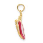14k Textured Pink and White Enamel Conch Shell Pendant - Image 2