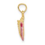 14k Textured Pink and White Enamel Conch Shell Pendant - Image 2