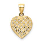 14K Cut-Out and Textured Woven Heart Charm - Image 4