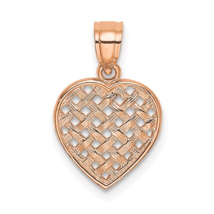 14K Rose Gold Cut-Out and Textured Woven Heart Charm