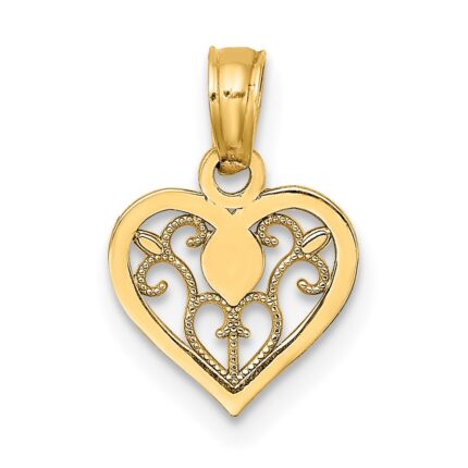 14K Polished Filigree Heart Pendant