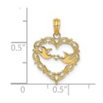 14K Polished Love Birds in Heart Pendant - Image 3