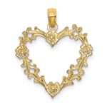 14K Cut-Out Floral Border Heart Charm