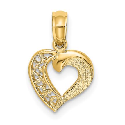 14K Open Filigree Mini Heart Charm