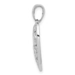 14K White Gold Diamond-cut Heart Pattern On Heart Charm - Image 2