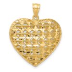 14K 3-D Filigree Diamond-cut Puffed Heart Pendant - Image 4
