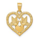 14K Doves In Heart Charm