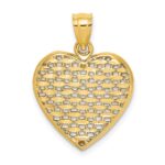 14K 3-D Diamond-cut Puffed Heart Charm