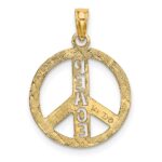 14K Flat Textured PEACE Sign Charm - Image 4
