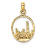 14K Chicago Skyline In Circle Frame Charm - Image 4