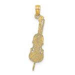 14K Polished Textured Upright Bass Charm - Image 4