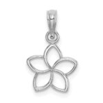 14K White Gold Cut-out Plumeria Flower Charm