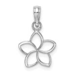 14K White Gold Cut-out Plumeria Flower Charm - Image 4