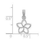 14K White Gold Cut-out Plumeria Flower Charm - Image 3