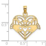 14K Polished and Beaded Claddagh In Heart Charm - Image 3