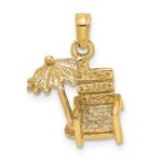 14K 3-D Beach Chair with Umbrella Charm