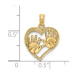 14K Cut-Out Double Hand Prints In Heart Charm - Image 3