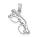 14K White Gold 3-D Glasses with Moveable Sides Charm - Image 4