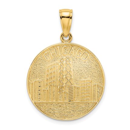 14K CHICAGO Skyline On Round Disc Charm