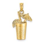14K Cocktail Drink with Umbrella Charm