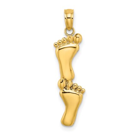 14K Polished Double Vertical Feet Charm