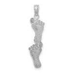 14K White Gold Polished Double Vertical Feet Charm - Image 4