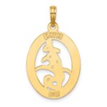 14K Chinese Love Symbol In Engraved Oval Frame Charm - Image 4