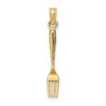 14K 3-D and Polished Table Fork Charm