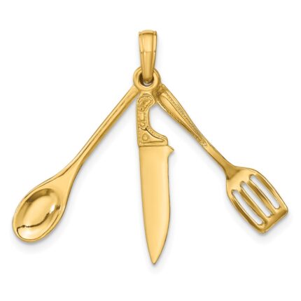 14K 3-D Moveable Spatula, Spoon, and Knife Charm