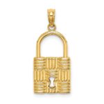 14K 3-D Padlock with Key Hole Charm