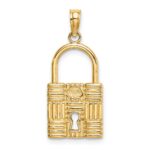 14K 3-D Padlock with Key Hole Charm - Image 3