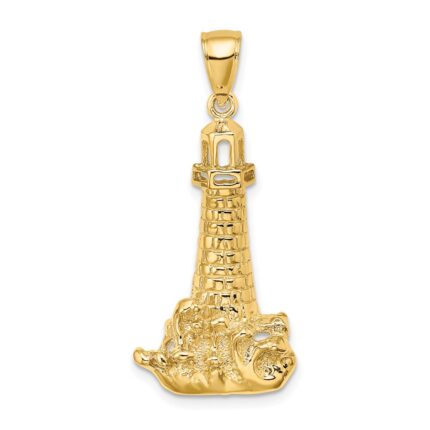 14K Lighthouse with Waves Charm