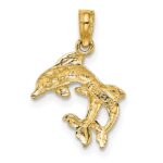 14K Polished 2-D Mini Double Dolphins Charm - Image 4