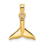 14K Polished Small Whale Tail Charm