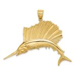 14K Large Polished Sailfish Charm