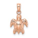 14K Rose Gold Textured Mini Sea Turtle Charm