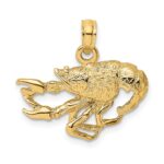 14K Textured Crawfish Charm