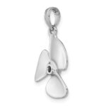 14K White Gold 3-D Polished Three Blade Propeller Charm - Image 5