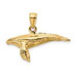 14K 3-D with Textured Underside Humpback Whale Charm