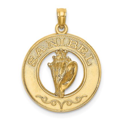 14K SANIBEL with Conch Shell Circle Charm