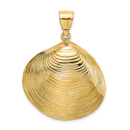 14K Large Textured Clam Shell Charm