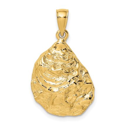 14K Textured and Polished Oyster Shell Charm