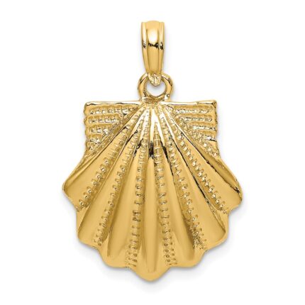 14K Textured Scallop Shell Charm
