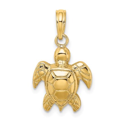 14K Textured Sea Turtle Charm